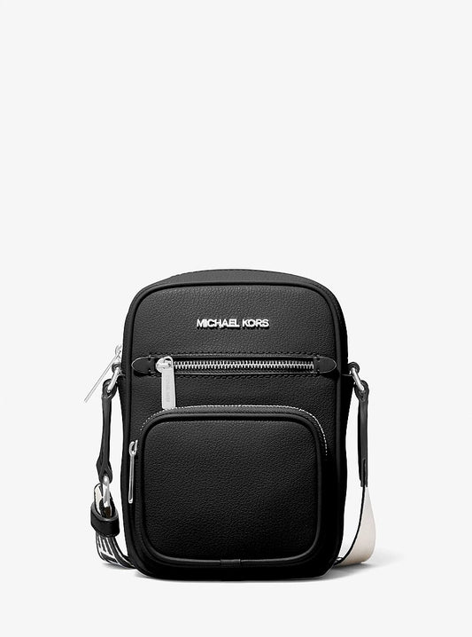 Michael Kors Jet Set Medium Leather Crossbody Bag en Black — vista frontal | Original Export
