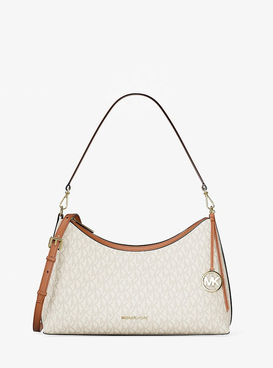 Michael Kors Sammy Medium Signature Logo Convertible Shoulder Bag en Brown — vista frontal | Original Export