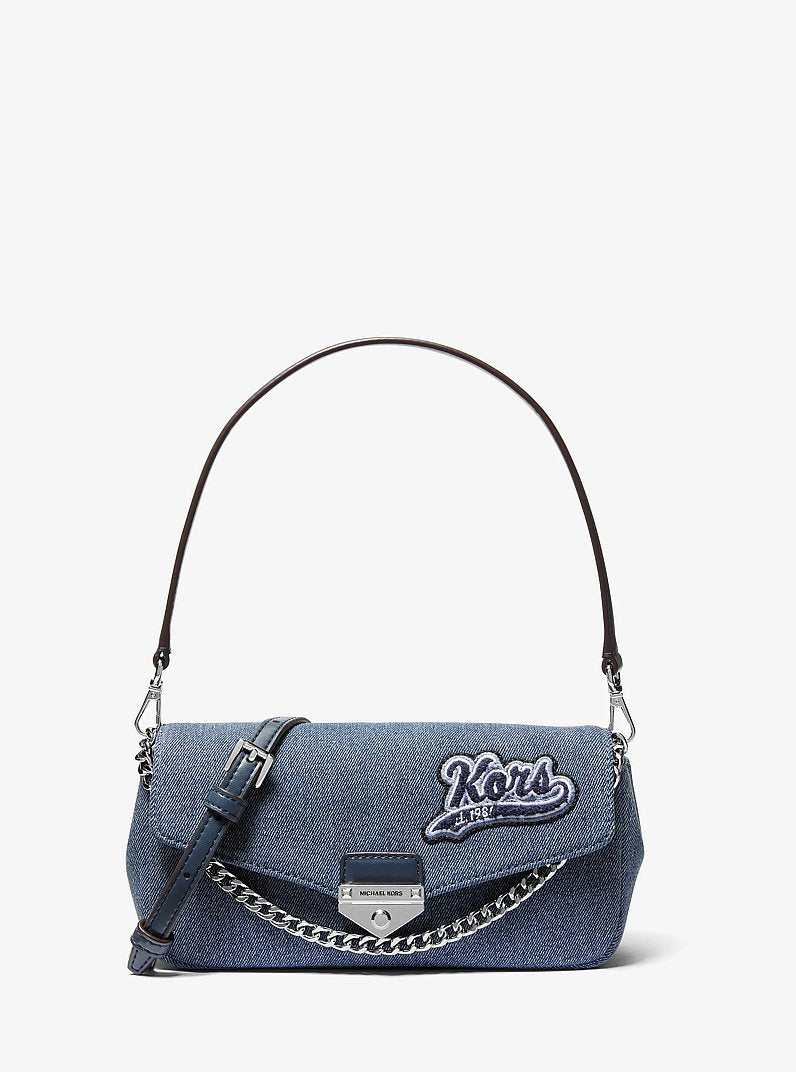 Soho Small Embellished Denim Convertible Crossbody Bag in WASHED DENIM | Michael Kors
