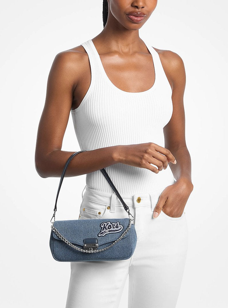 Soho Small Embellished Denim Convertible Crossbody Bag in WASHED DENIM | Michael Kors