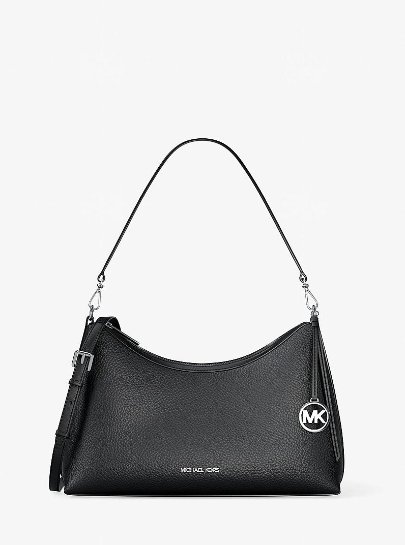 Michael Kors Sammy Medium Pebbled Leather Convertible Shoulder Bag en Black — vista frontal | Original Export
