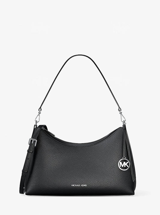 Michael Kors Sammy Medium Pebbled Leather Convertible Shoulder Bag en Black — vista frontal | Original Export