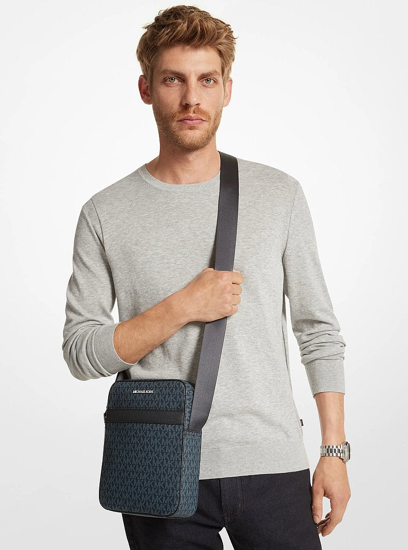 Bolsa Michael Kors Cooper Signature Logo Flight Bag, Lona com Logo Signature, cor Admiral/Azul Claro, vista adicional 6 | Original Exports