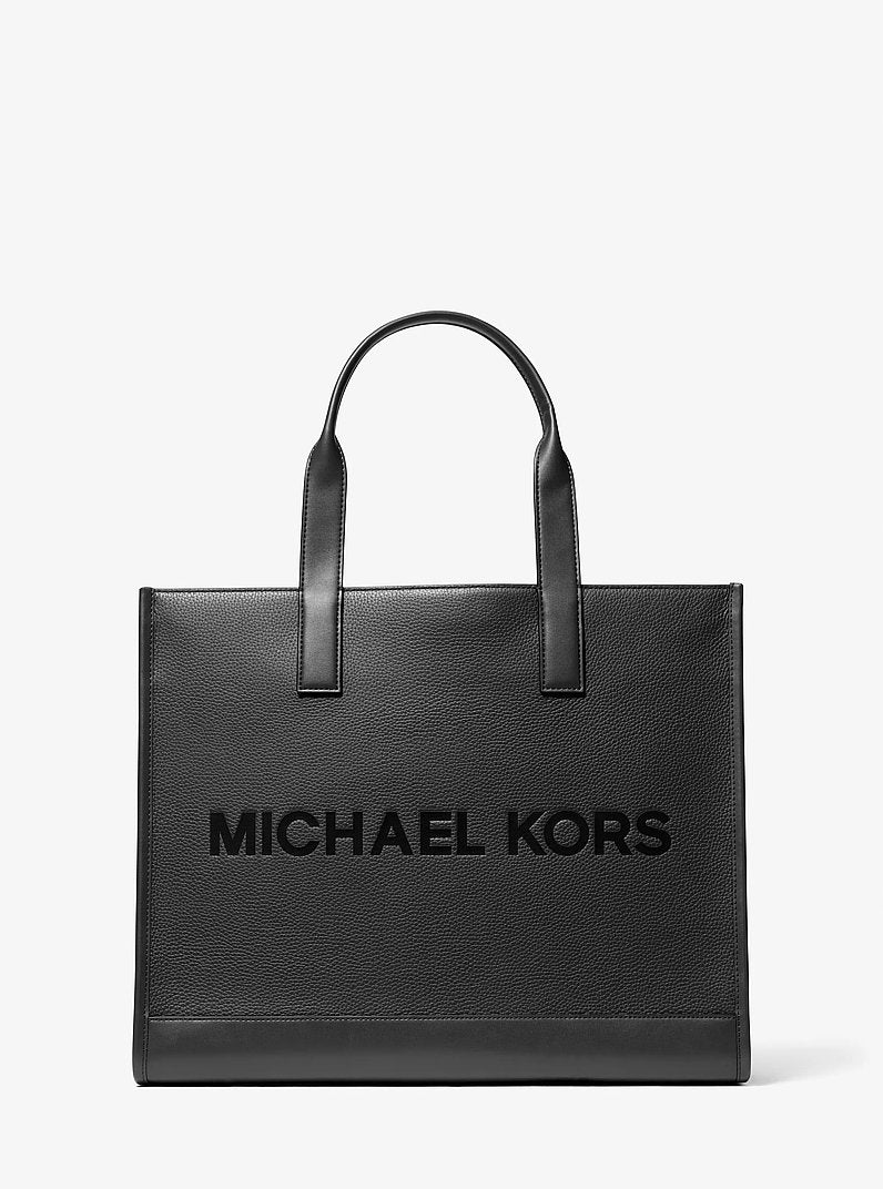 Bolsa Michael Kors Cooper Logo Embossed Pebbled Leather Tote Bag, Couro Pebbled, cor Preto, vista frontal | Original Exports