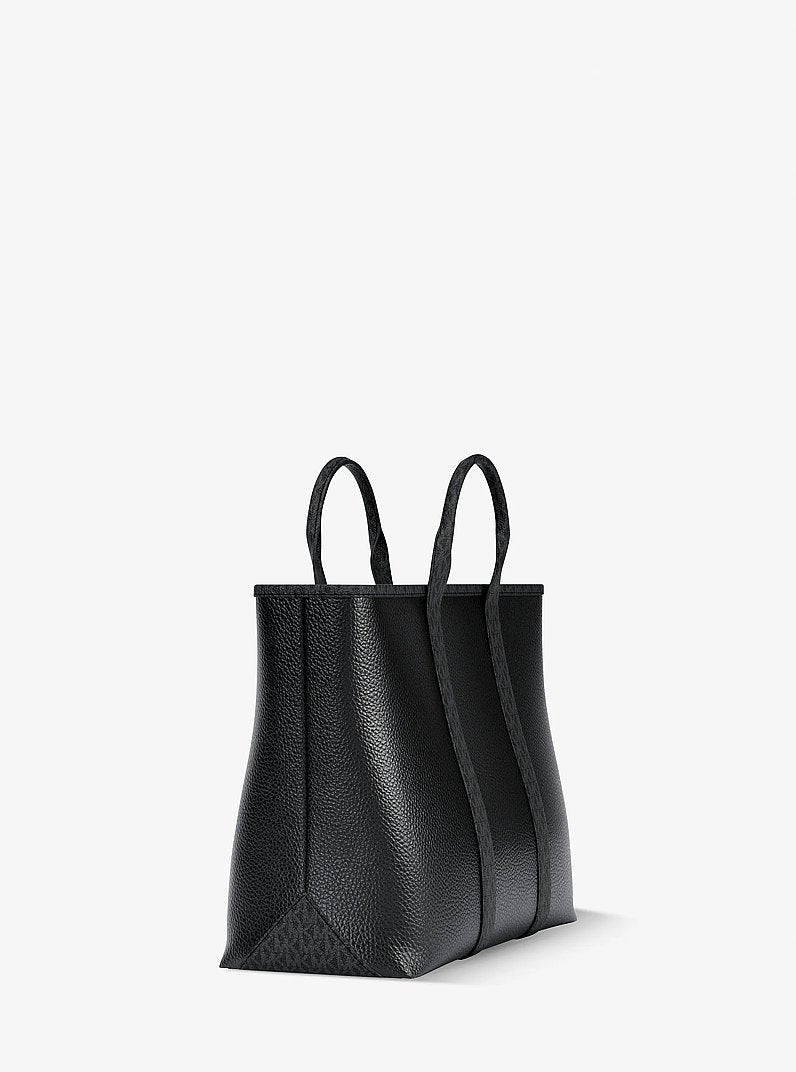 Bolsa Michael Kors Cooper Medium Pebbled Leather and Signature Logo Tote Bag, Couro Pebbled, cor Preto, detalhe do material | Original Exports