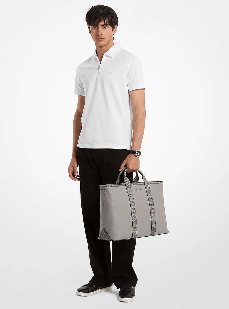 Bolsa Michael Kors Cooper Medium Pebbled Leather and Signature Logo Tote Bag, Couro Pebbled, cor Cinza Perolado, vista interna | Original Exports