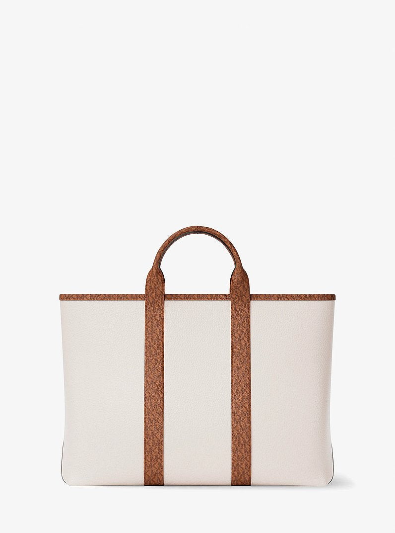 Bolsa Michael Kors Cooper Medium Pebbled Leather and Signature Logo Tote Bag, Couro Pebbled, cor Creme Claro/Luggage, vista adicional 5 | Original Exports