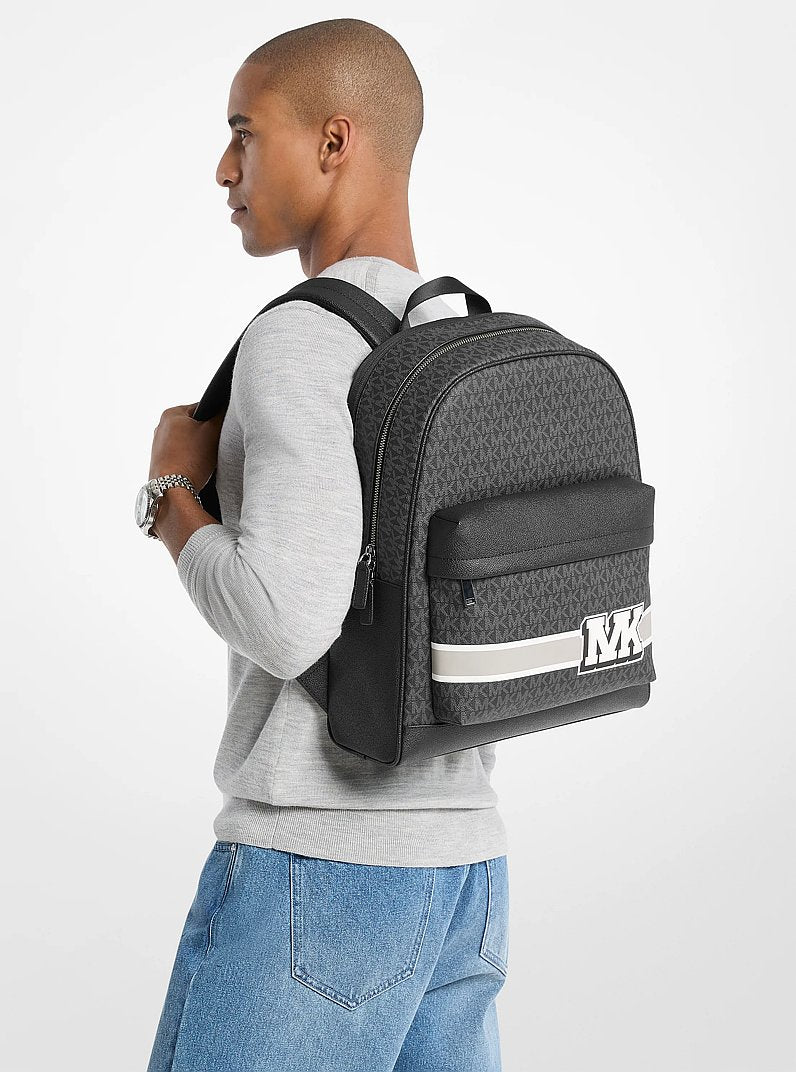 Mochila Michael Kors Pacey Embellished Striped Signature Logo Backpack, Lona com Logo Signature, cor Preto Combo, vista interna | Original Exports