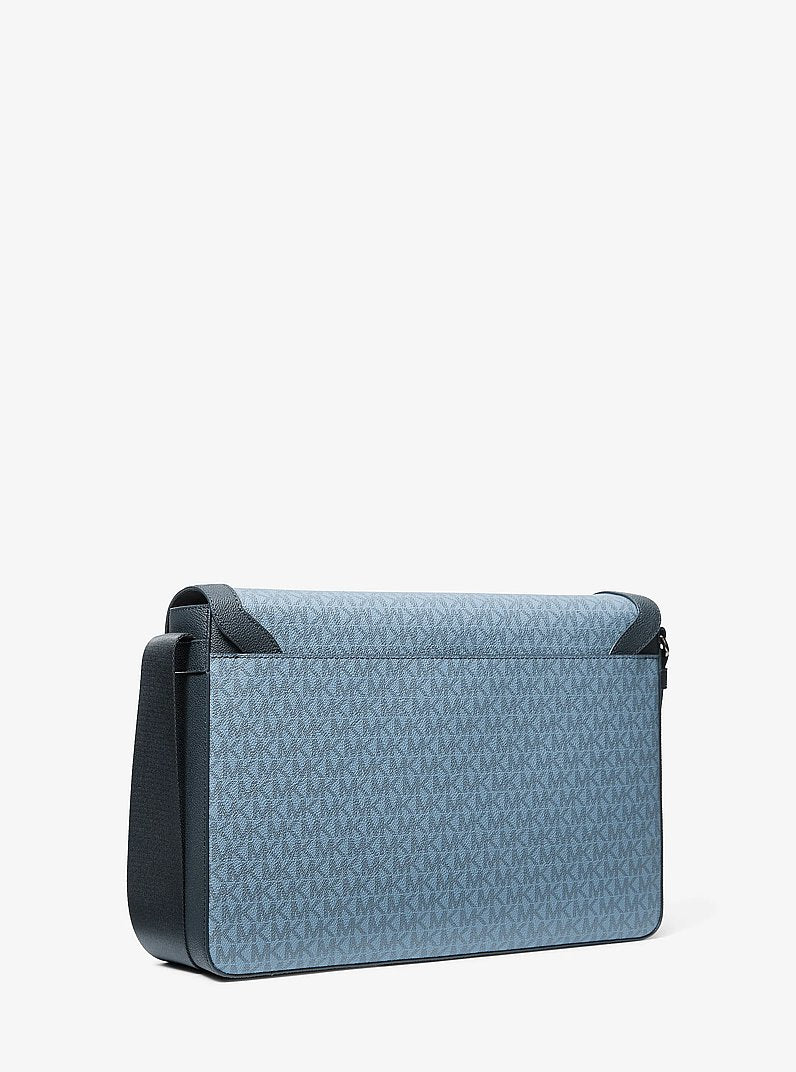 Bolsa Michael Kors Pacey Embellished Signature Logo Messenger Bag, Lona com Logo Signature, cor Jeans (Denim), vista interna | Original Exports