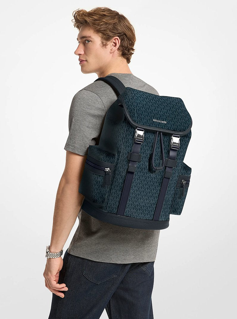 Mochila Michael Kors Cooper Logo Backpack, Lona com Logo Signature, cor Admiral/Azul Claro, vista adicional 7 | Original Exports