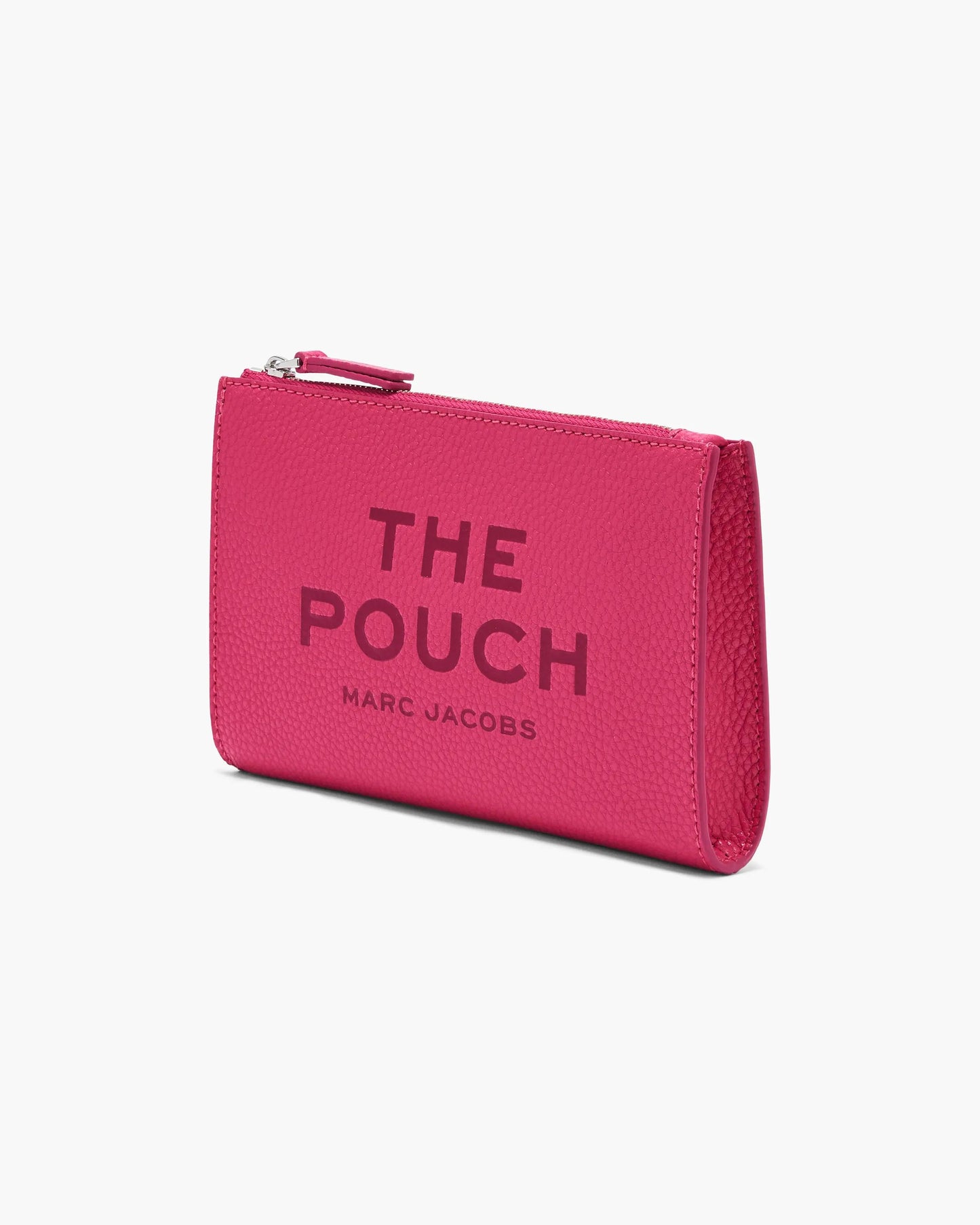 Pochete Marc Jacobs The Leather Pouch, Couro Martelado, cor Rosa Framboesa, detalhe do material | Original Exports