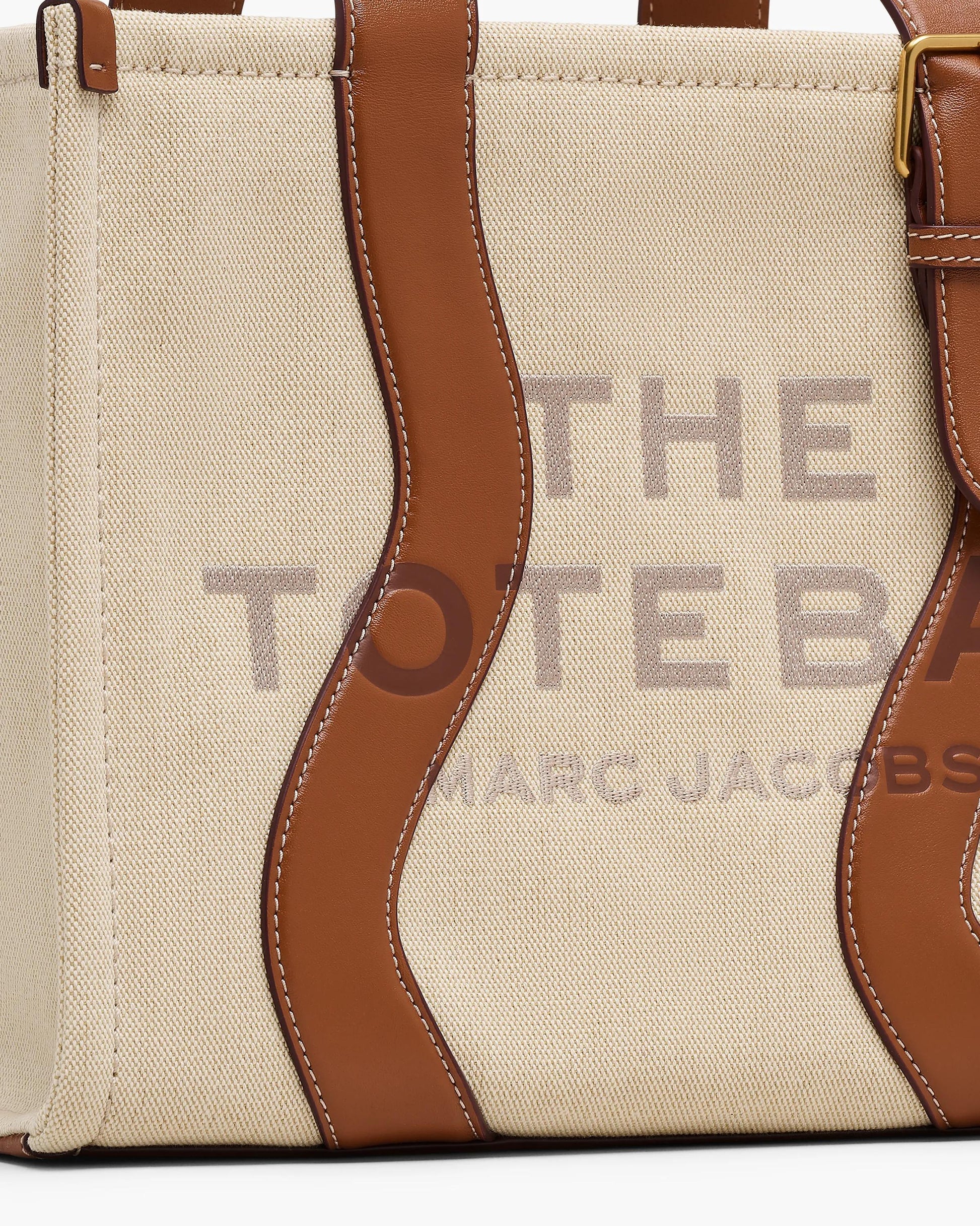 Bolsa Marc Jacobs The Wavy Canvas Medium Tote Bag, Lona de Algodão com acabamento em couro, cor Beige/Óleo de Argan, vista interna | Original Exports