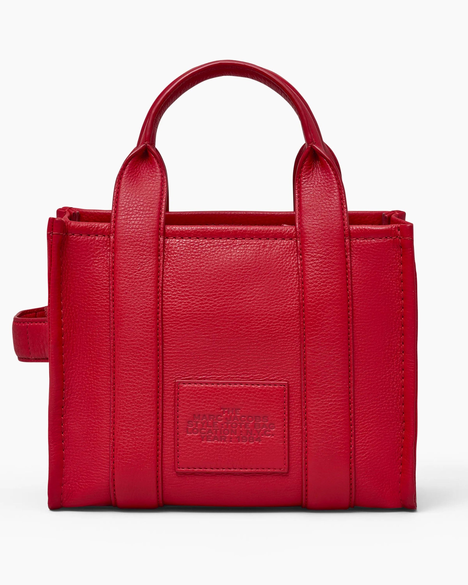 Bolsa Marc Jacobs The Leather Small Tote Bag, Couro Legítimo, cor Vermelho Intenso, detalhe do material | Original Exports