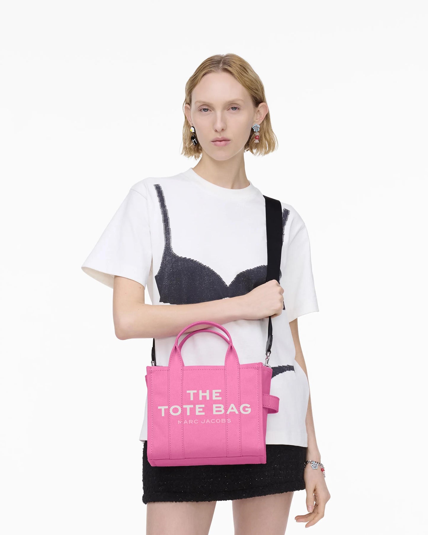 Bolsa Marc Jacobs The Canvas Small Tote Bag, Lona de Algodão, cor Rosa Laço, vista lateral | Original Exports