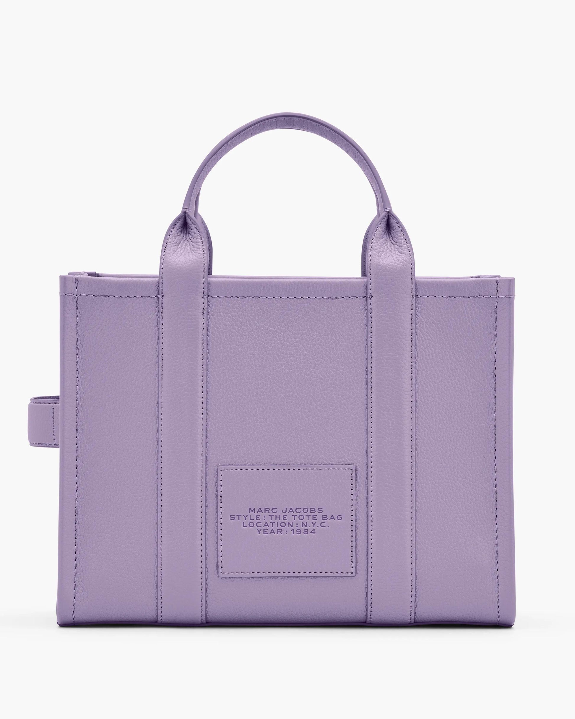Bolsa Marc Jacobs The Leather Medium Tote Bag, Couro Legítimo, cor Lilás, detalhe do material | Original Exports
