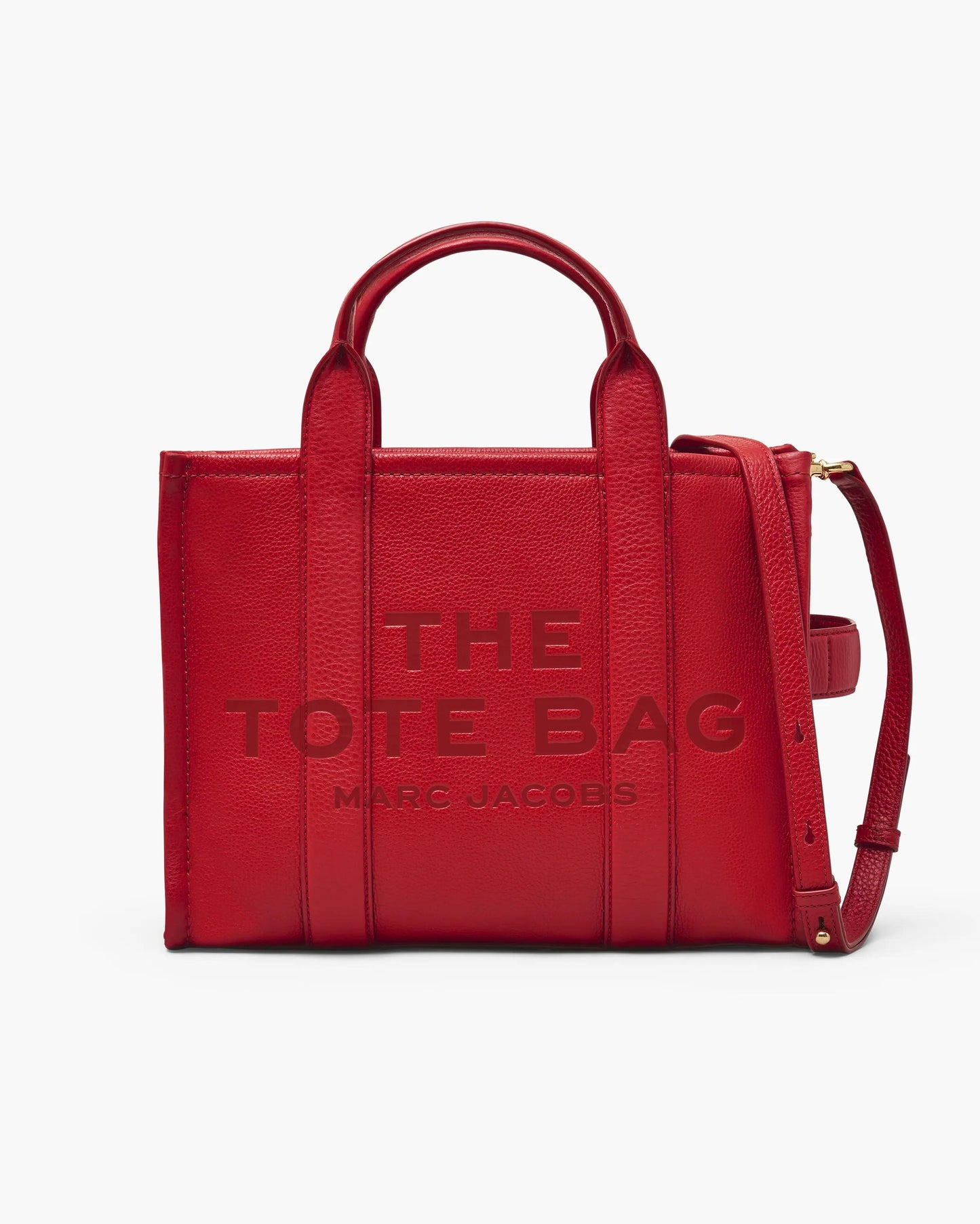 Bolsa Marc Jacobs The Leather Medium Tote Bag, Couro Legítimo, cor Vermelho Intenso, vista frontal | Original Exports