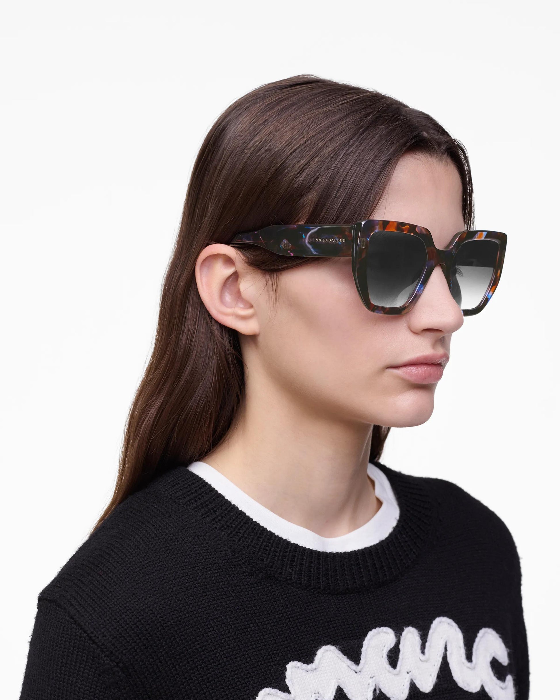 Óculos de Sol Marc Jacobs The J Marc Square Sunglasses, Acetato, cor Havana Multicolor, vista lateral | Original Exports