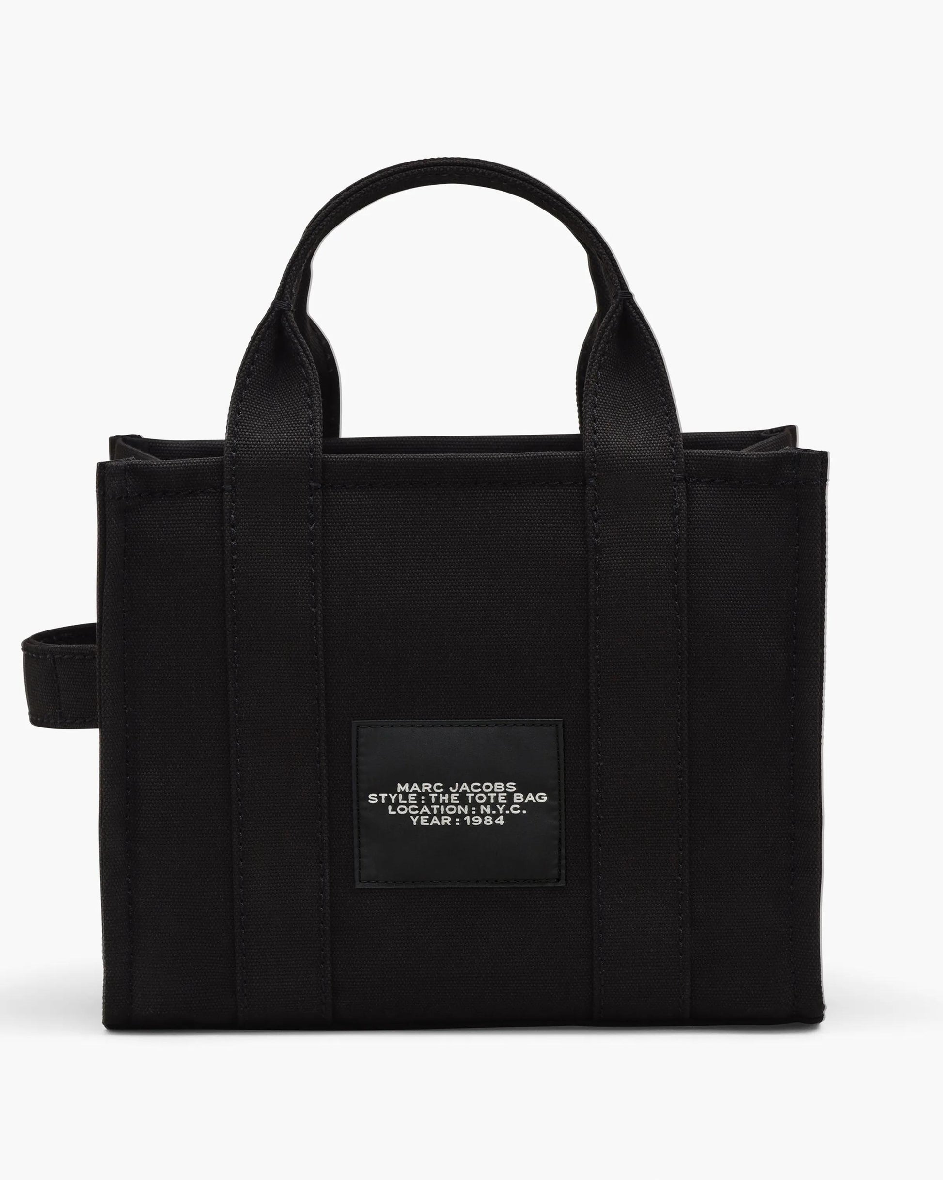 Bolsa Marc Jacobs The Canvas Small Tote Bag, Lona de Algodão, cor Preto, detalhe do material | Original Exports