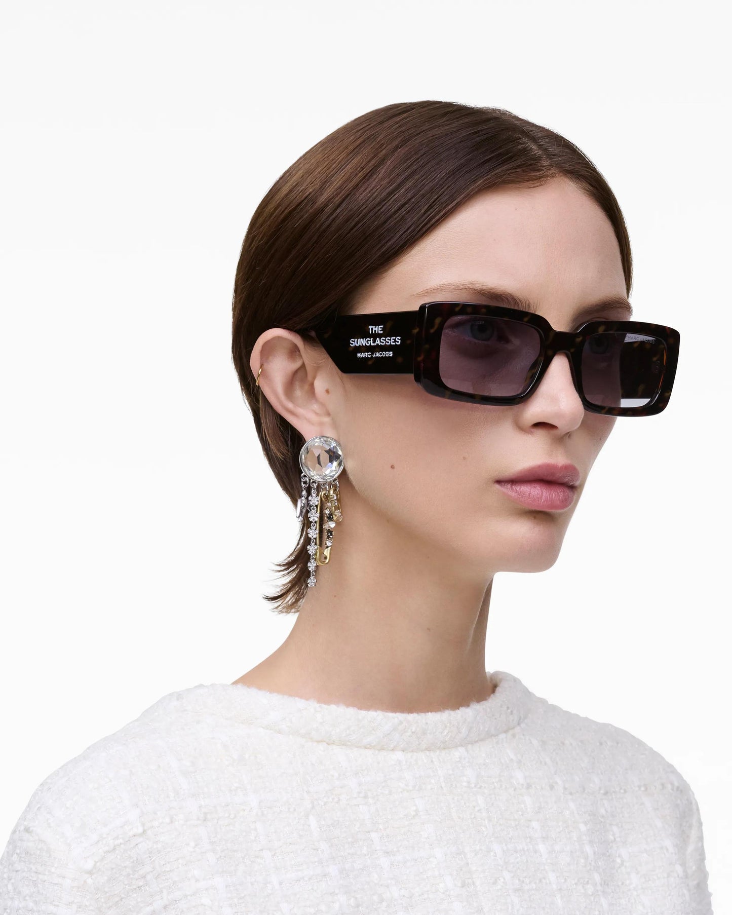 Óculos de Sol Marc Jacobs The Rectangle Sunglasses, Poliamida Injetada, cor Havana, vista lateral | Original Exports