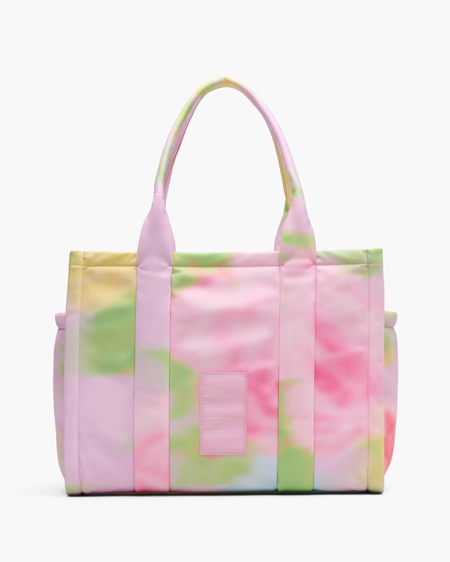 Bolsa Marc Jacobs The Blurred Floral Large Puffy Nylon Tote Bag, Nylon acolchoado, cor Rosa Fita Multicolor, detalhe do material | Original Exports