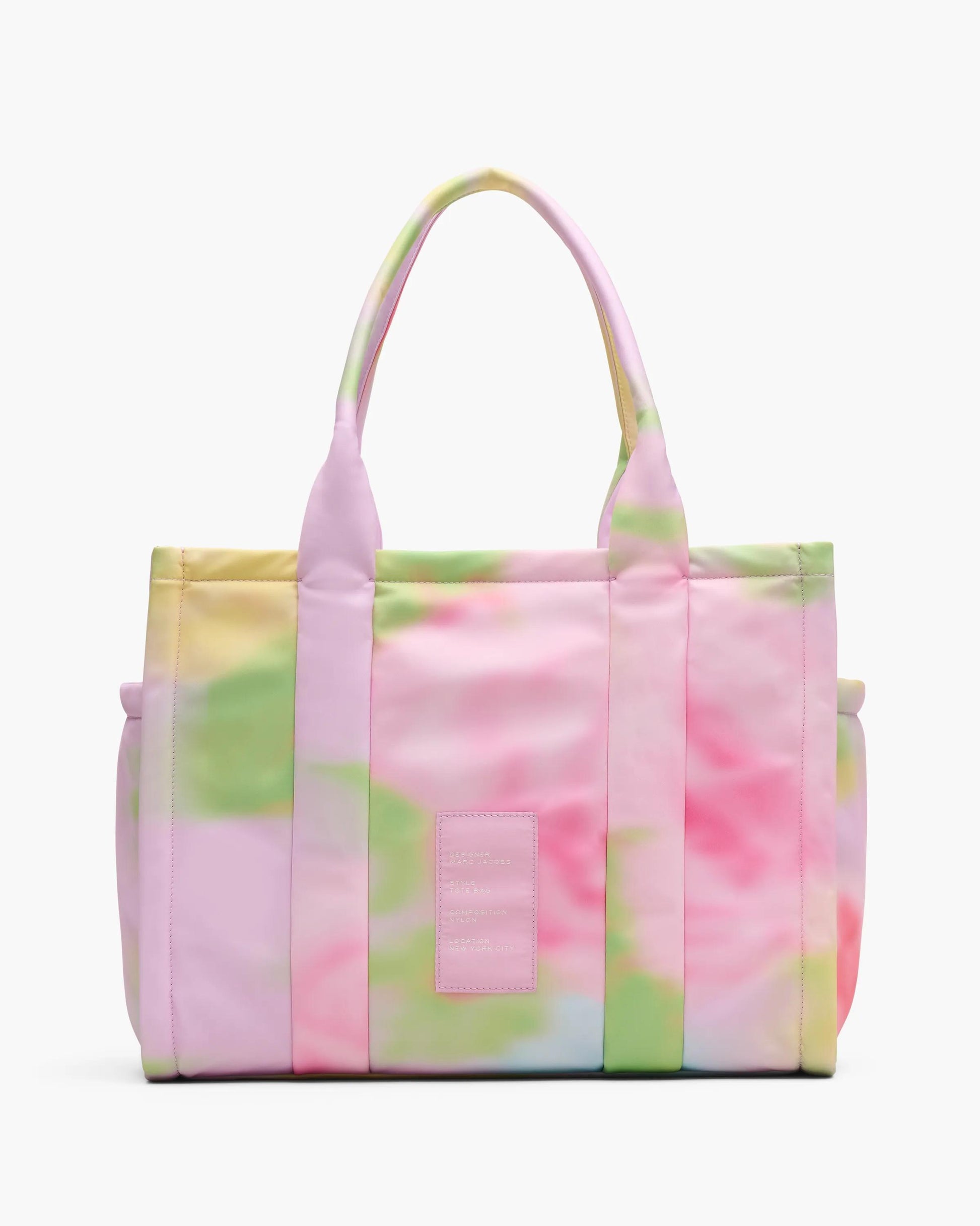 Bolsa Marc Jacobs The Blurred Floral Large Puffy Nylon Tote Bag, Nylon acolchoado, cor Rosa Fita Multicolor, detalhe do material | Original Exports