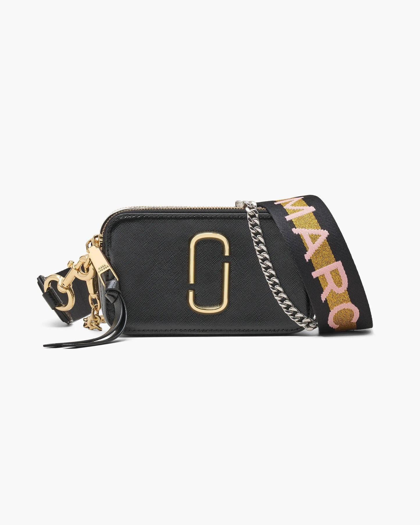 Bolsa Marc Jacobs The Colorblock Chain Snapshot, Couro Saffiano Legítimo, cor Preto Multicolor, vista frontal | Original Exports
