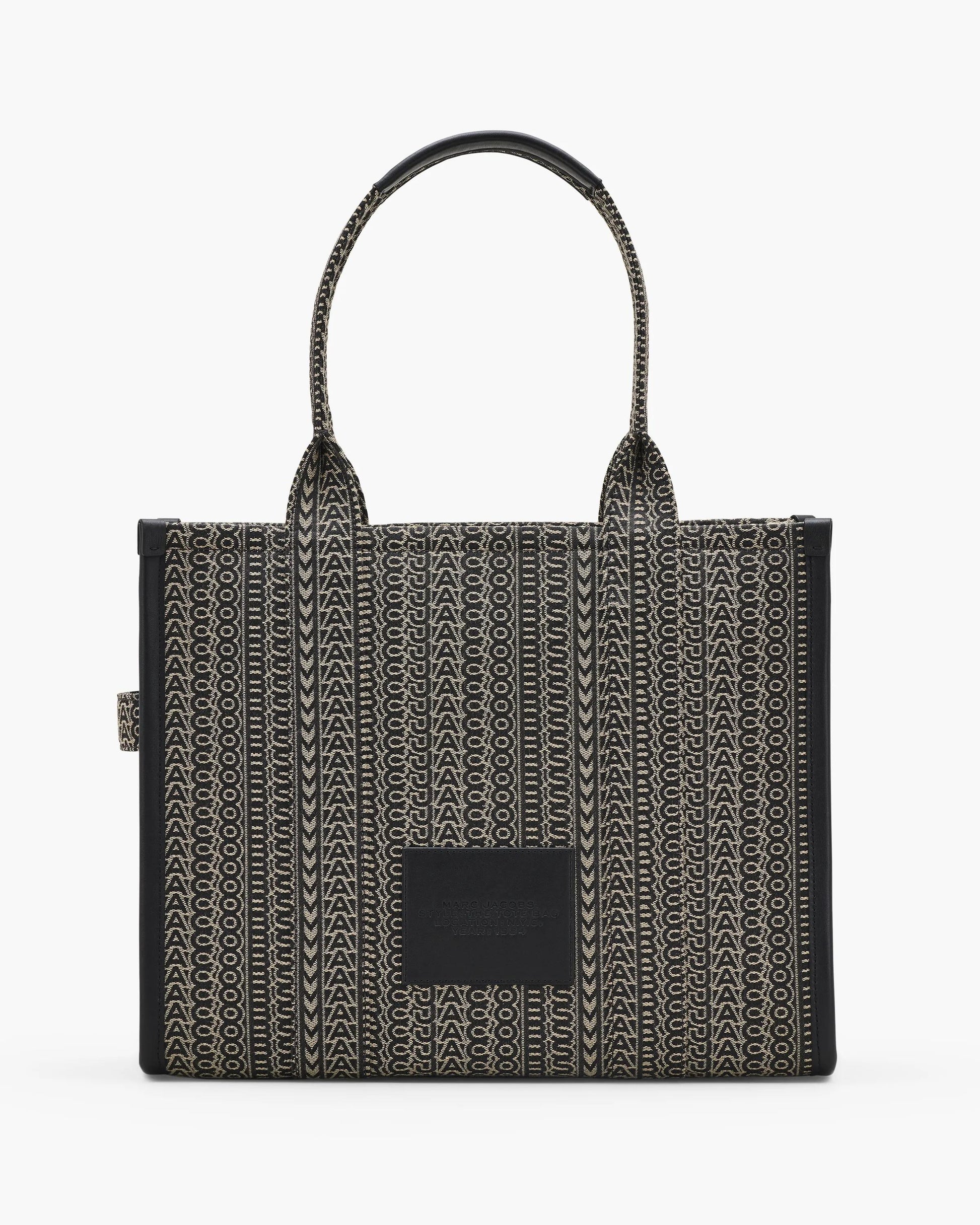 Bolsa Marc Jacobs The Monogram Jacquard Large Tote Bag, Jacquard com Monograma, cor Beige Multicolor, detalhe do material | Original Exports
