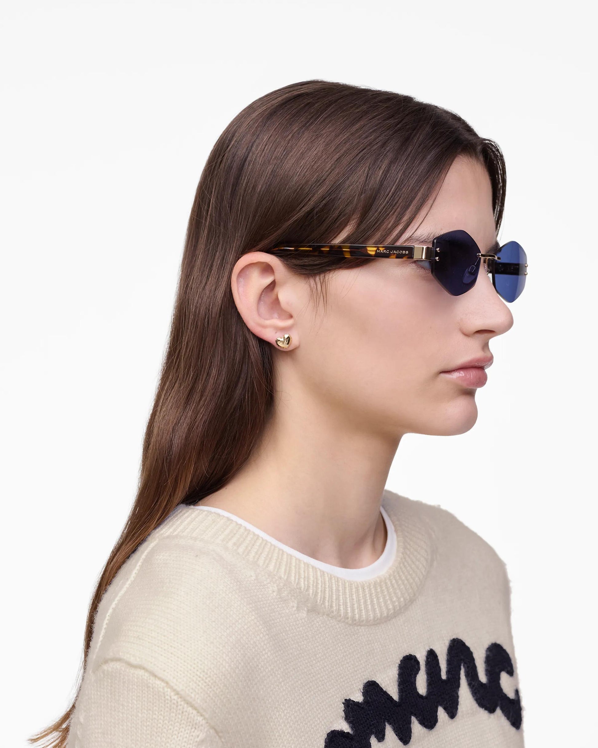 Óculos de Sol Marc Jacobs The Chain Sunglasses, Metal, cor Dourado, vista lateral | Original Exports