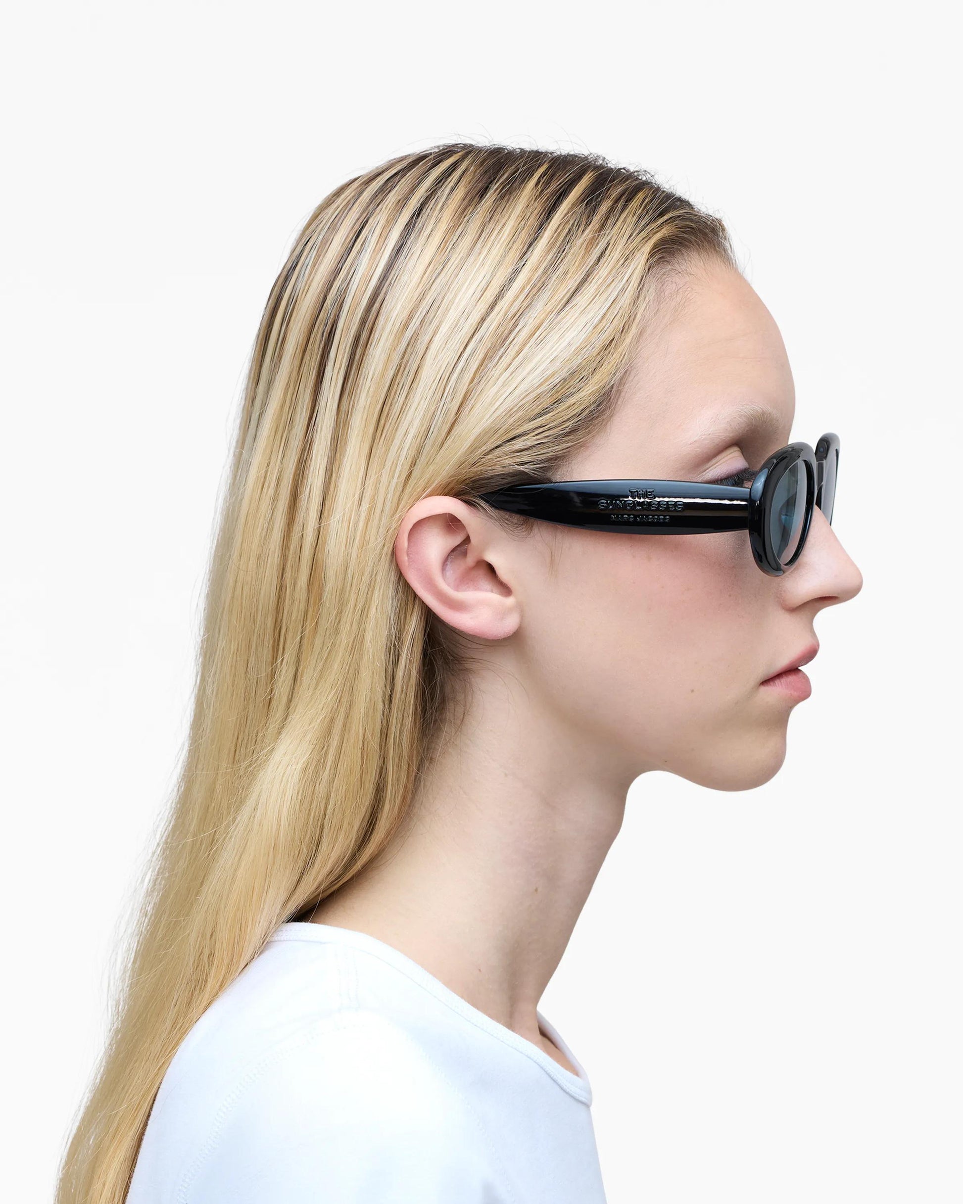 Óculos de Sol Marc Jacobs The Oval Sunglasses, Acetato, cor Preto, detalhe da armação | Original Exports