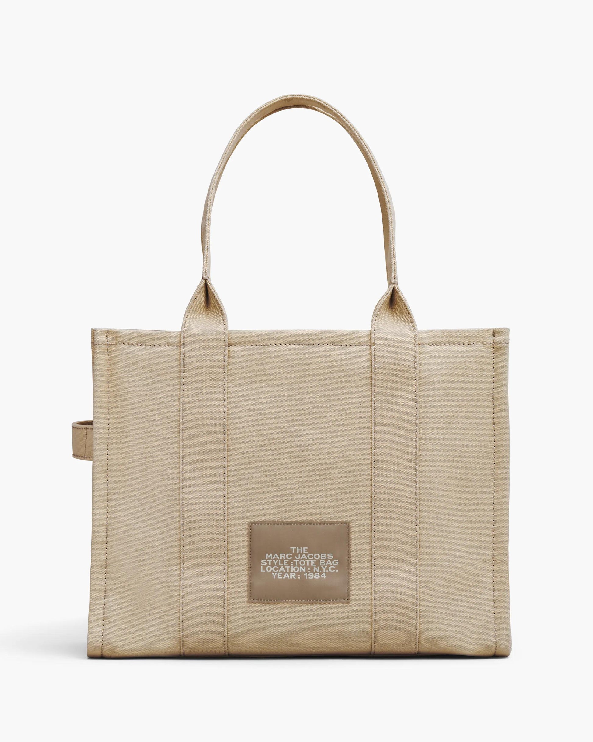 Bolsa Marc Jacobs The Canvas Large Tote Bag, Lona de Algodão, cor Beige, detalhe do material | Original Exports