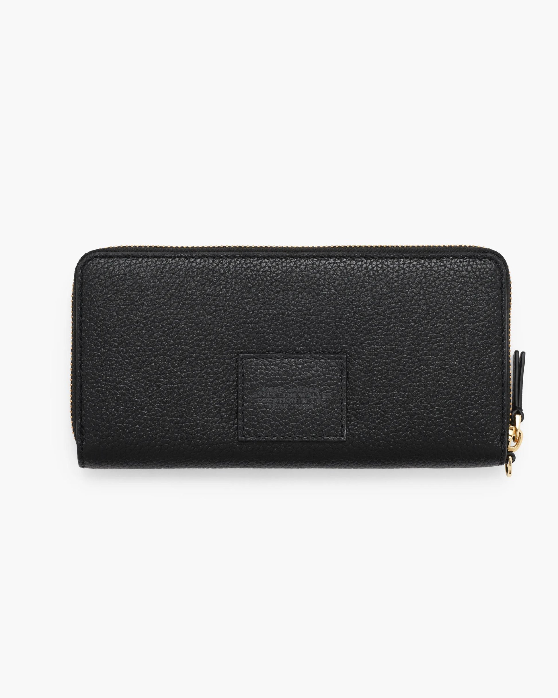 Carteira Marc Jacobs The Leather Continental Wallet, Couro Legítimo Full-Grain, cor Preto, detalhe do material | Original Exports