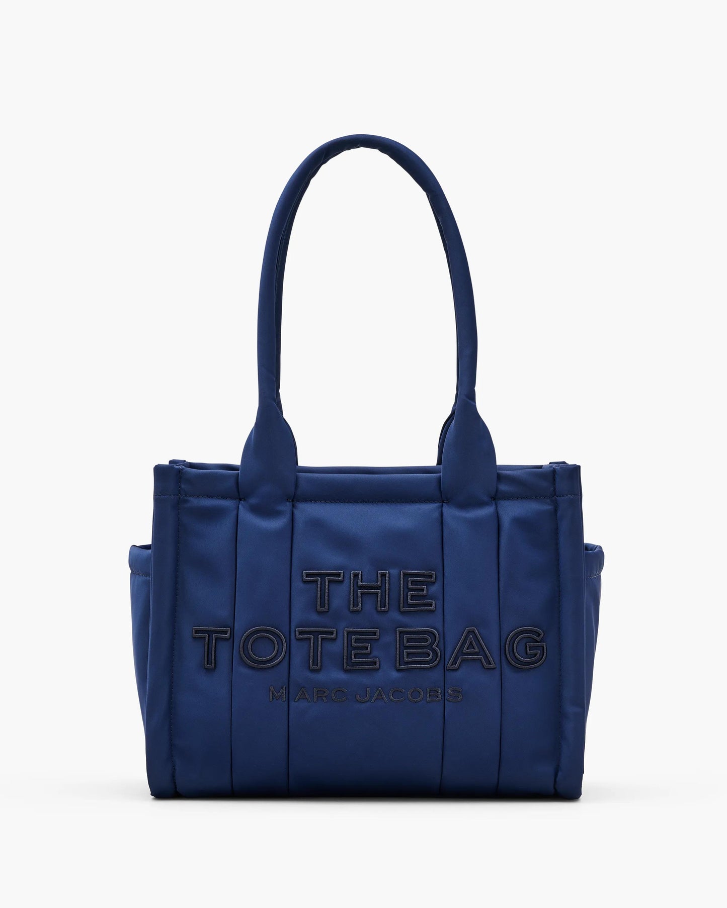 Bolsa Marc Jacobs The Puffy Nylon Medium Tote Bag, Nylon acolchoado, cor Azul Mar, vista frontal | Original Exports
