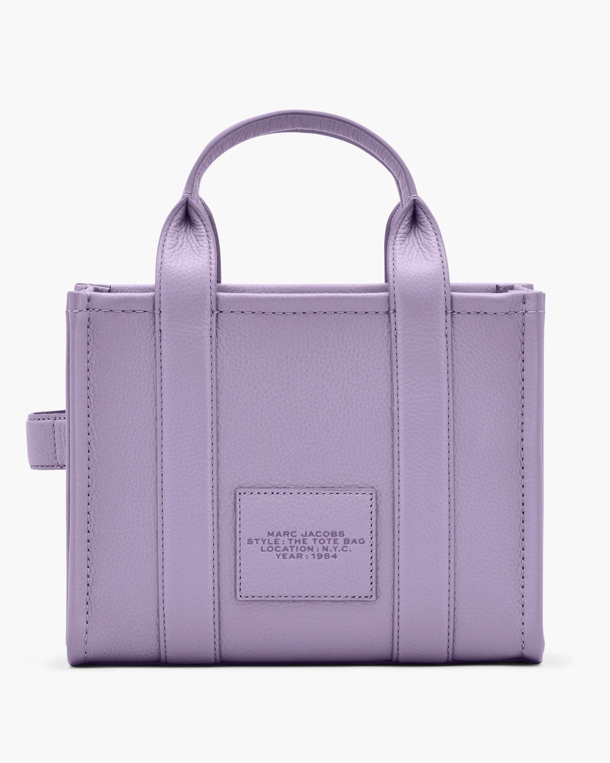Bolsa Marc Jacobs The Leather Small Tote Bag, Couro Legítimo, cor Lilás, detalhe do material | Original Exports