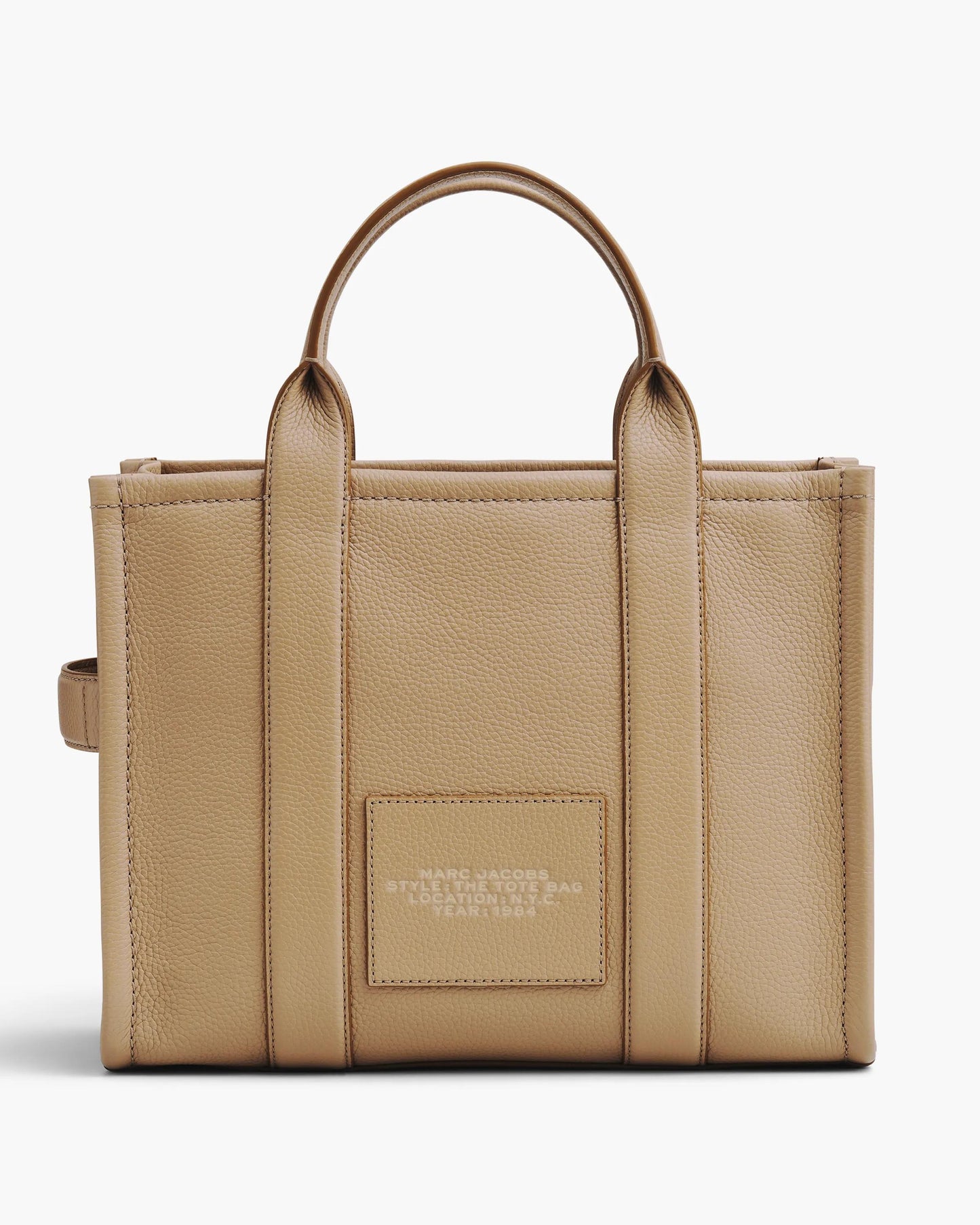 Bolsa Marc Jacobs The Leather Medium Tote Bag, Couro Legítimo, cor Camelo, detalhe do material | Original Exports