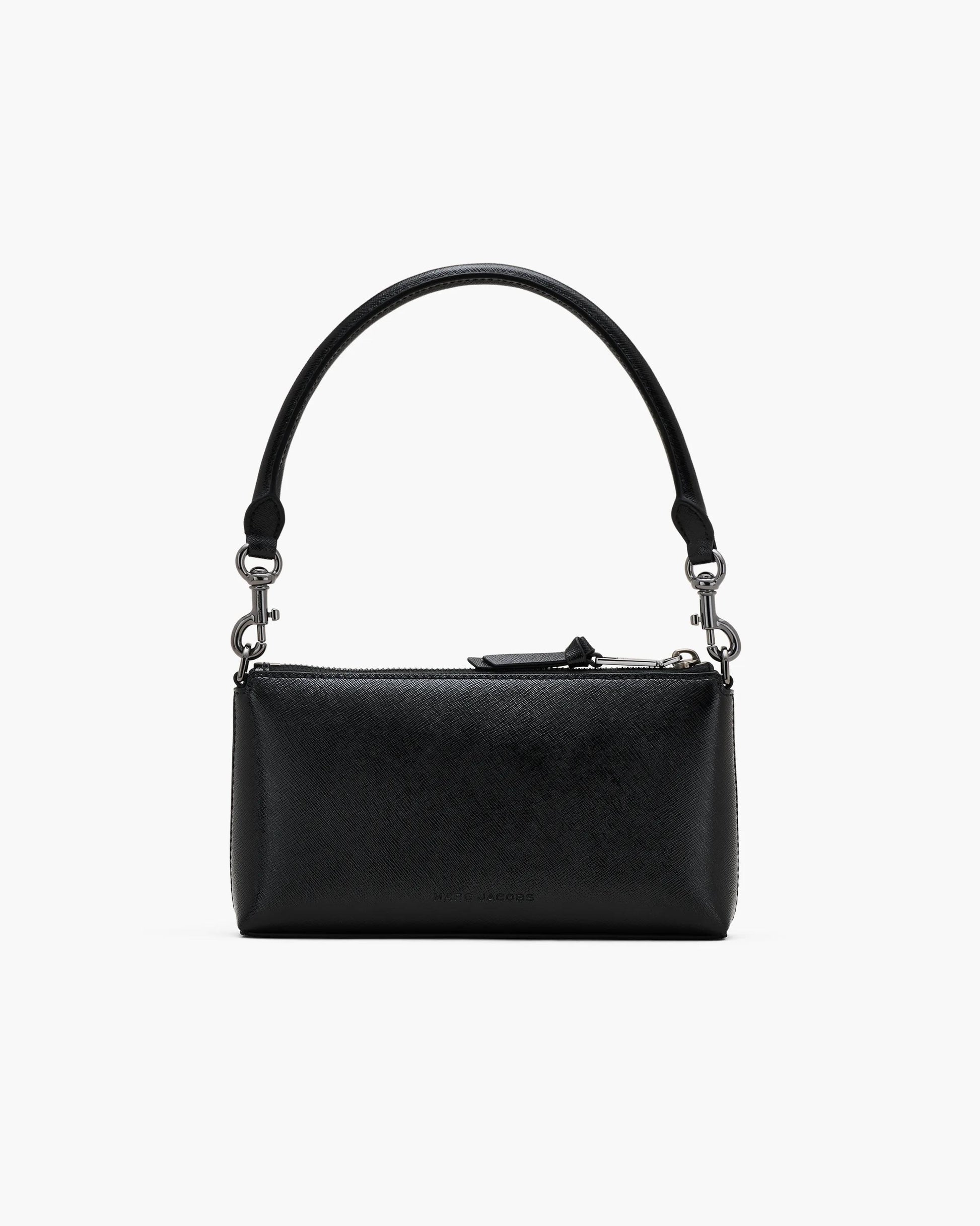 Bolsa Marc Jacobs The Snapshot DTM Convertible Shoulder Bag, Couro Saffiano Legítimo Tonal, cor Preto, detalhe do material | Original Exports