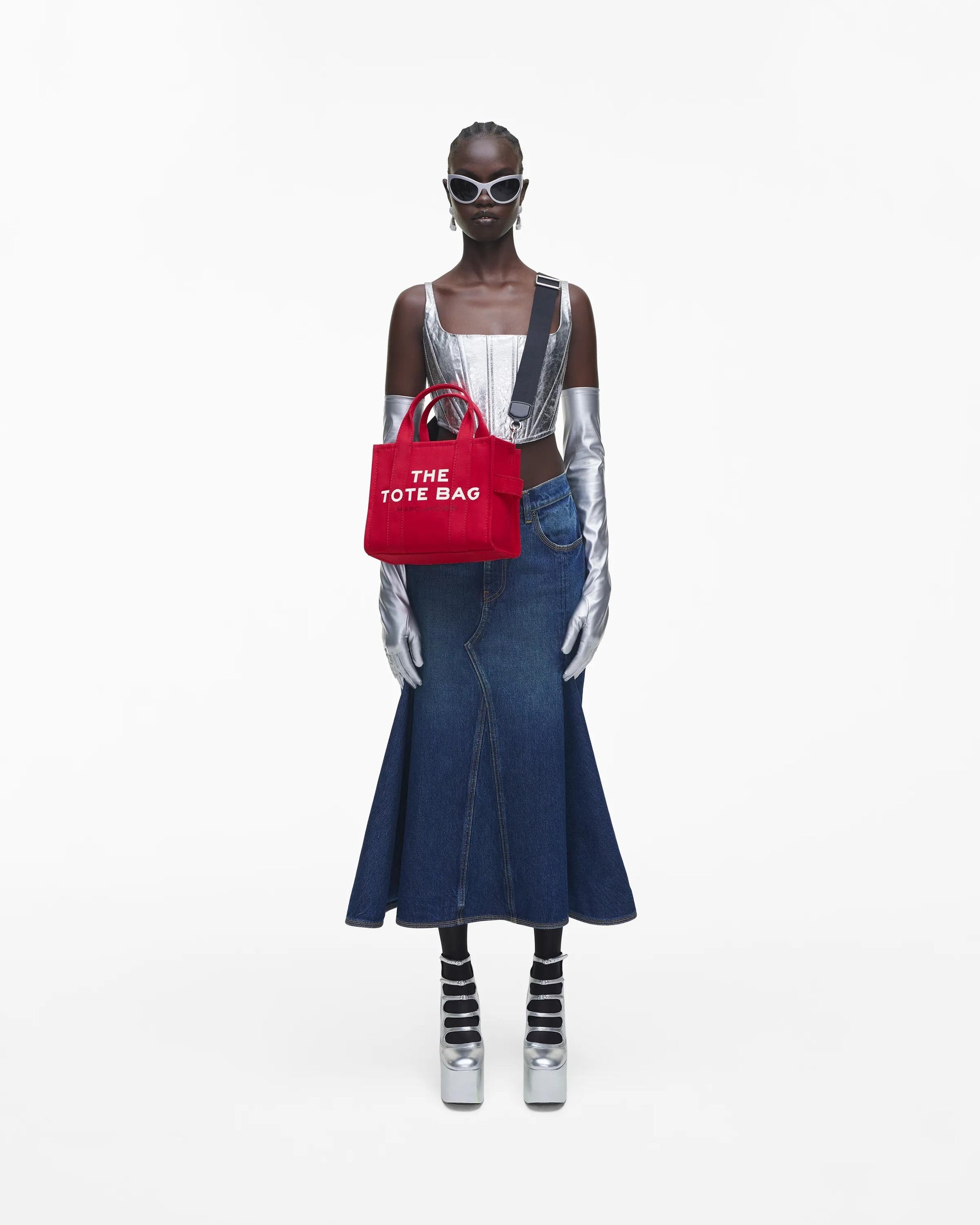 Bolsa Marc Jacobs The Canvas Small Tote Bag, Lona de Algodão, cor Vermelho Intenso, vista lateral | Original Exports