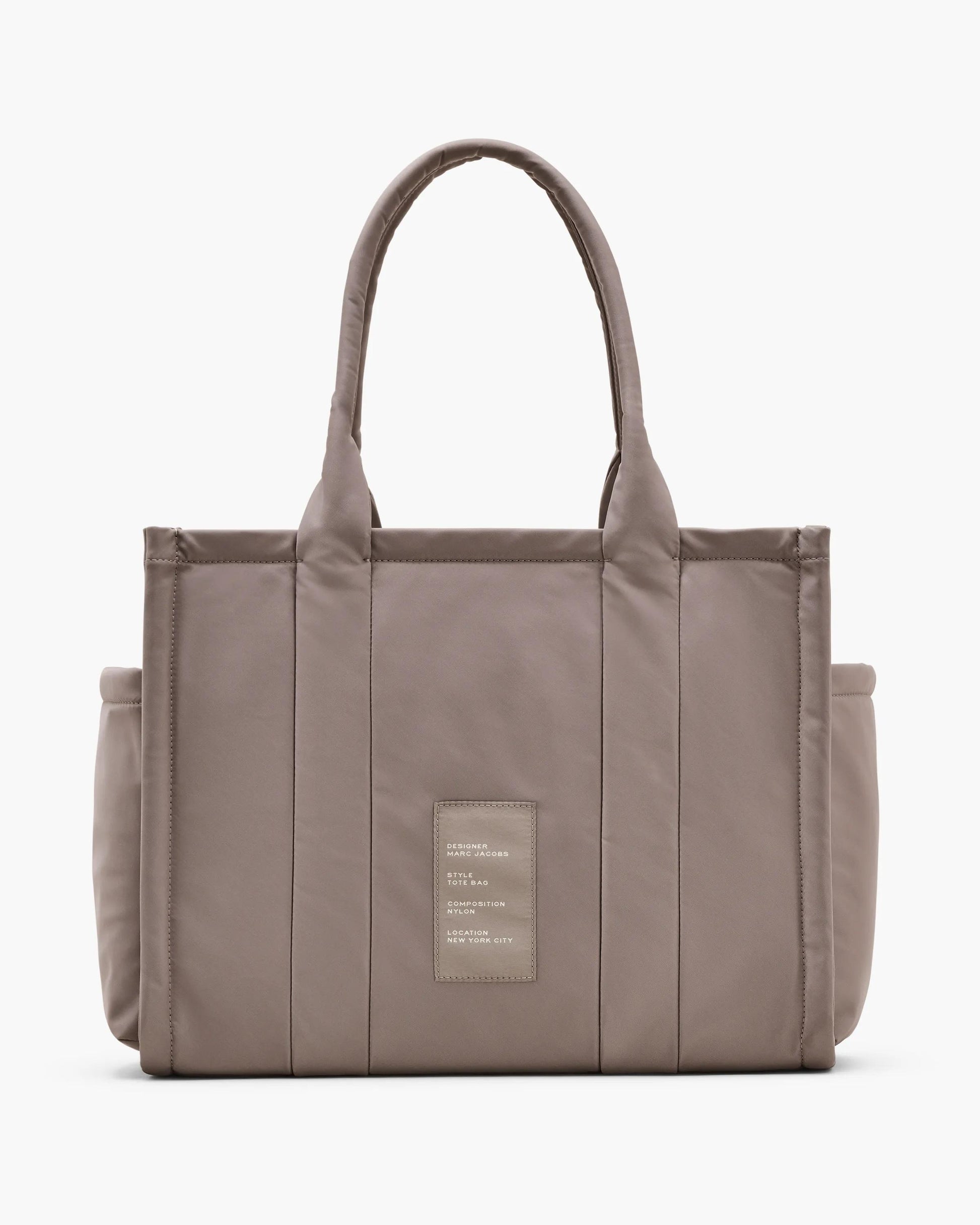 Bolsa Marc Jacobs The Puffy Nylon Large Tote Bag, Nylon acolchoado, cor Cimento, detalhe do material | Original Exports
