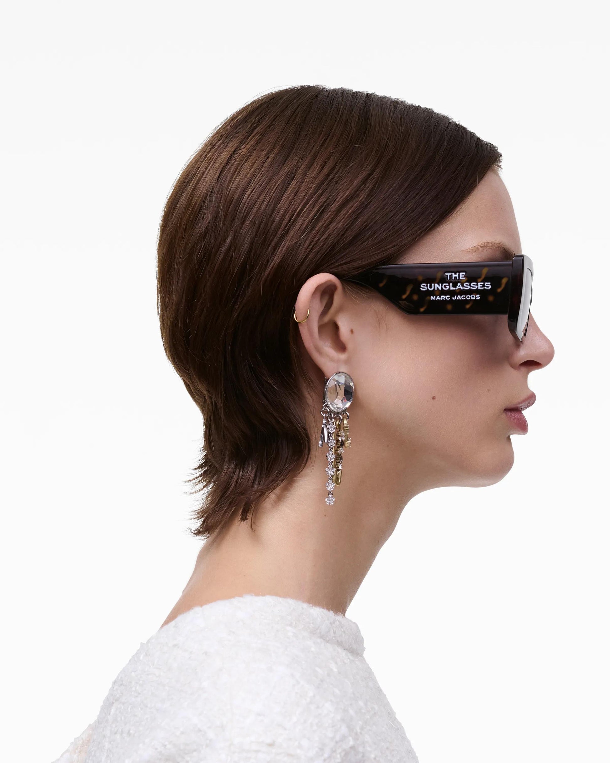 Óculos de Sol Marc Jacobs The Rectangle Sunglasses, Poliamida Injetada, cor Havana, detalhe da armação | Original Exports