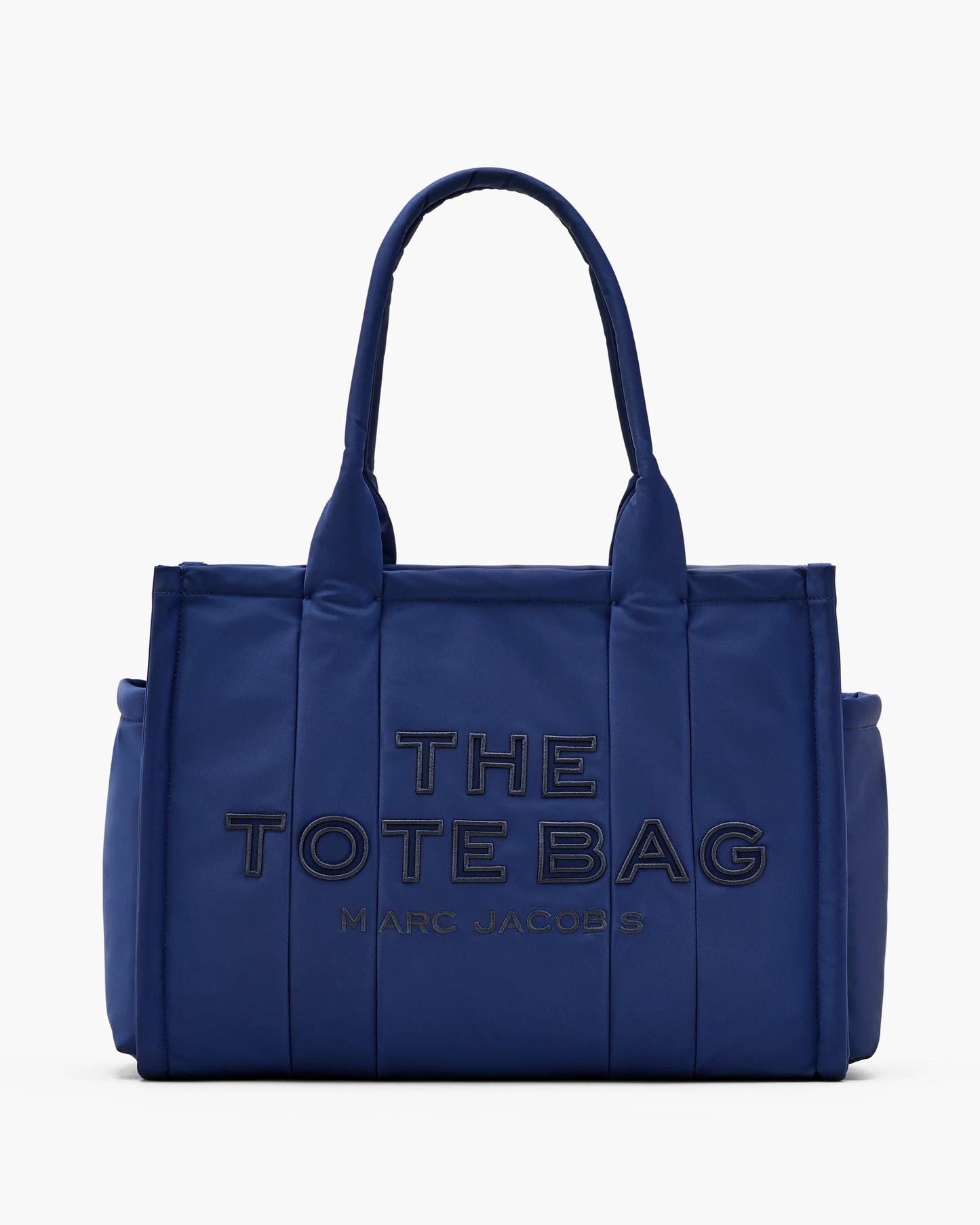Bolsa Marc Jacobs The Puffy Nylon Large Tote Bag, Nylon acolchoado, cor Azul Mar, vista frontal | Original Exports