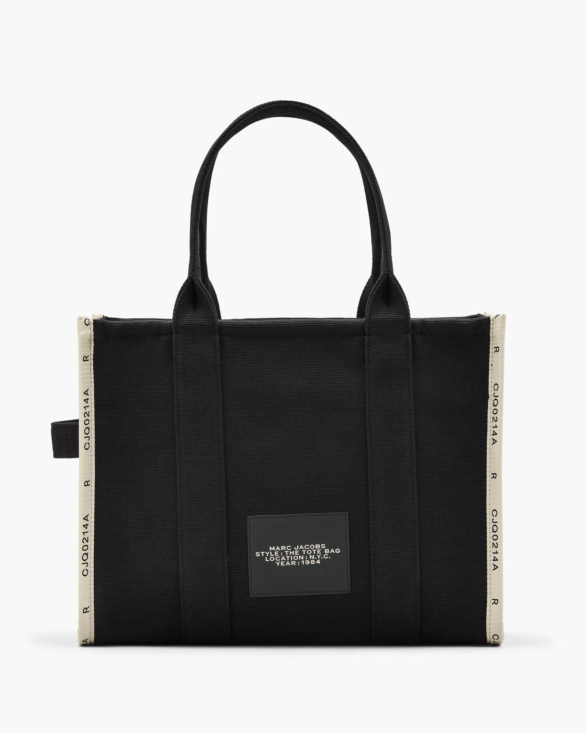 Bolsa Marc Jacobs The Jacquard Large Tote Bag, Jacquard Tecido de Luxo, cor Preto, detalhe do material | Original Exports