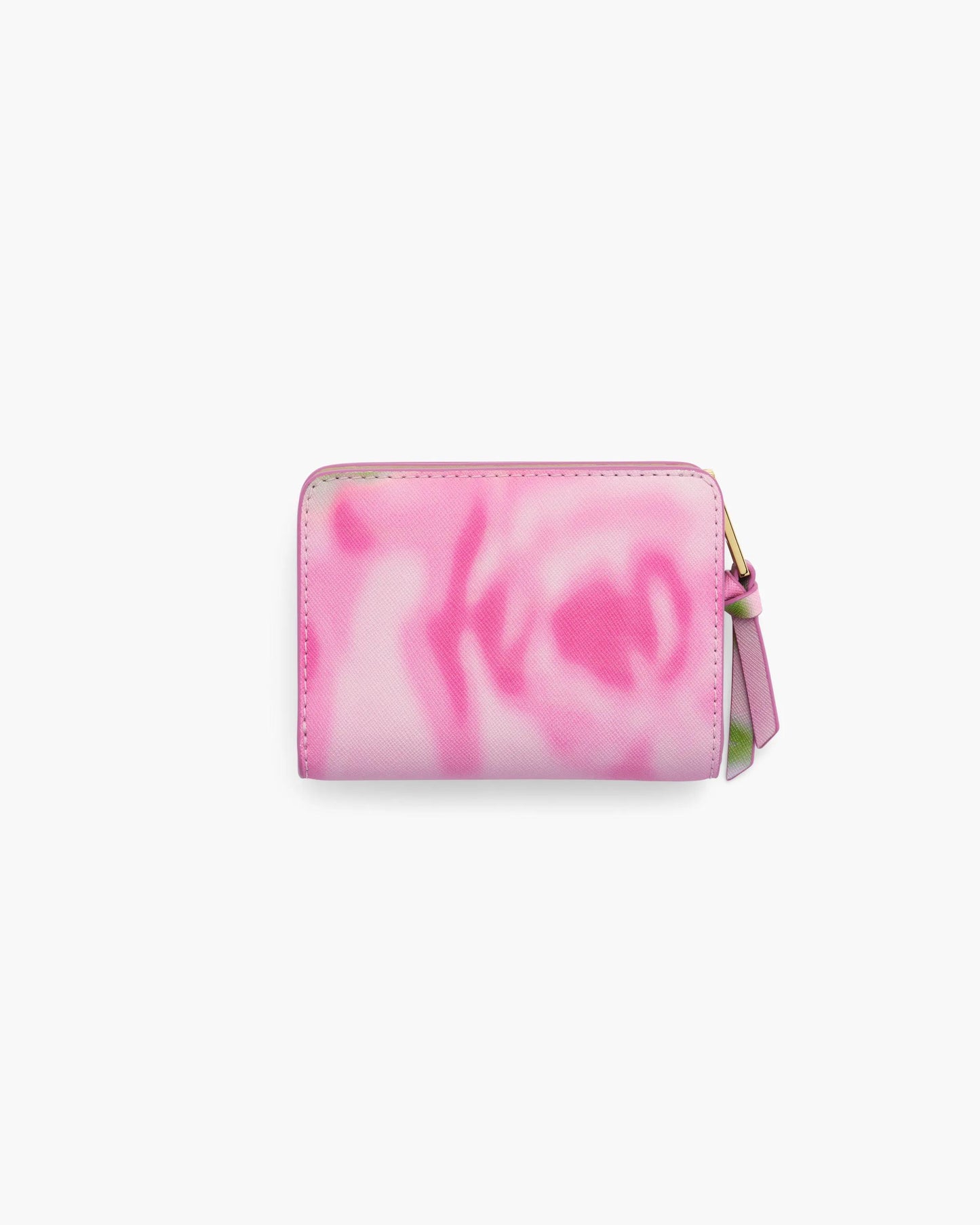 Carteira Marc Jacobs The Blurred Floral Snapshot Mini Compact Wallet, Couro Saffiano Legítimo estampado, cor Rosa Fita Multicolor, detalhe do material | Original Exports