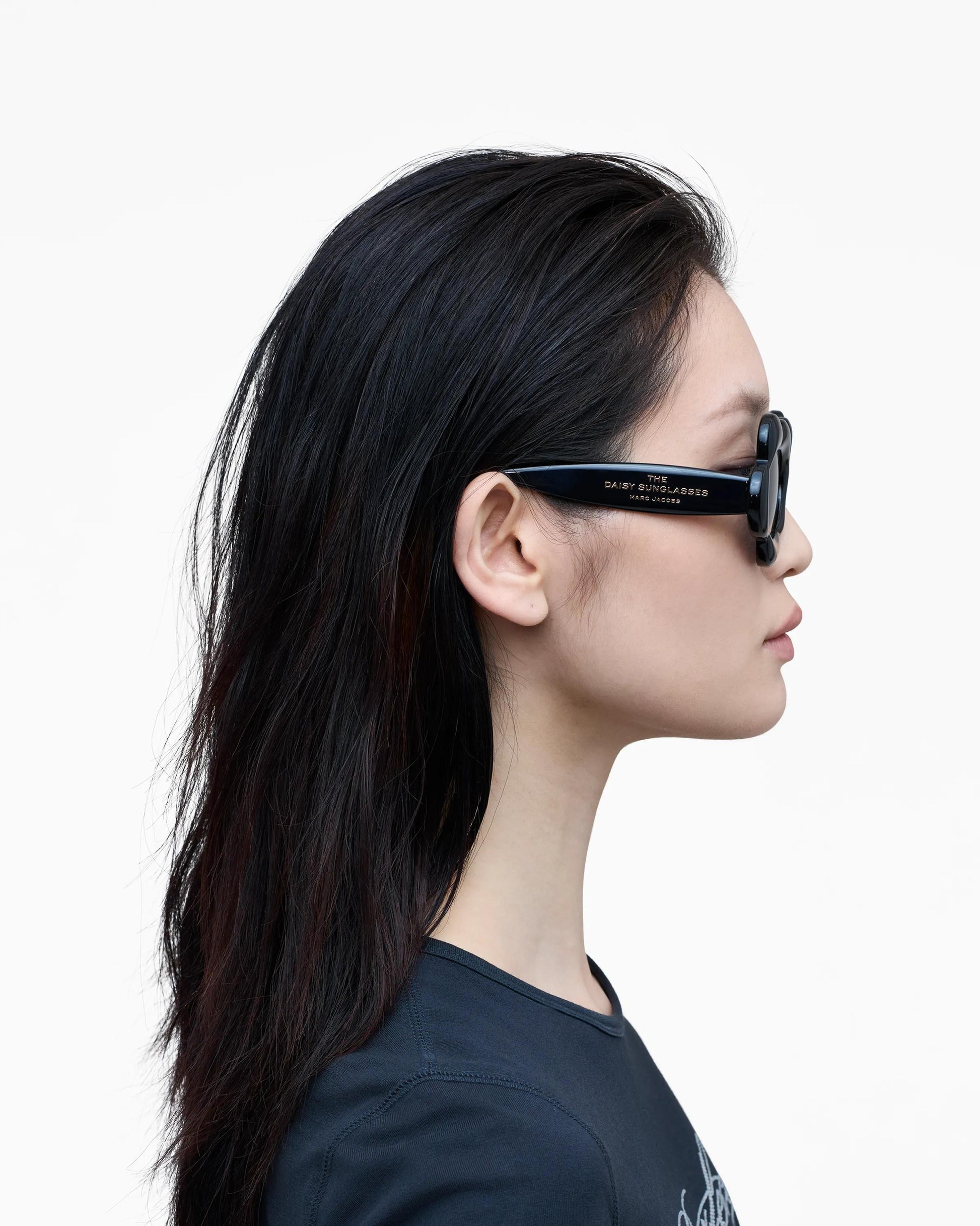 Óculos de Sol Marc Jacobs The Daisy Sunglasses, Acetato, cor Preto, detalhe da armação | Original Exports