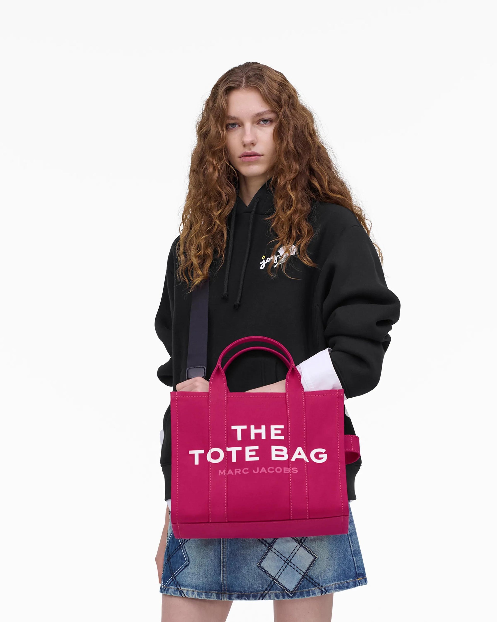 Bolsa Marc Jacobs The Canvas Medium Tote Bag, Lona de Algodão, cor Rosa Framboesa, vista lateral | Original Exports