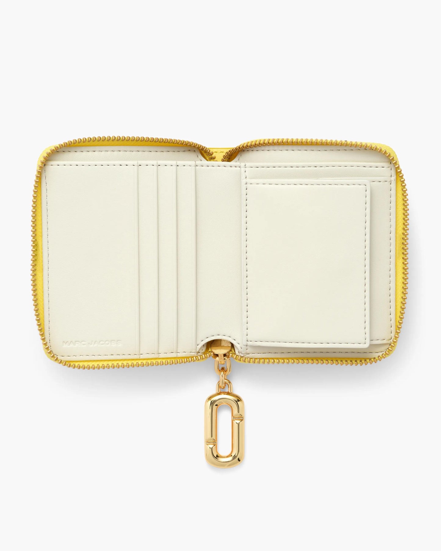 Carteira Marc Jacobs Scene Slim Compact Wallet, Couro Legítimo Liso, cor Amarelo Cítrico, vista lateral | Original Exports