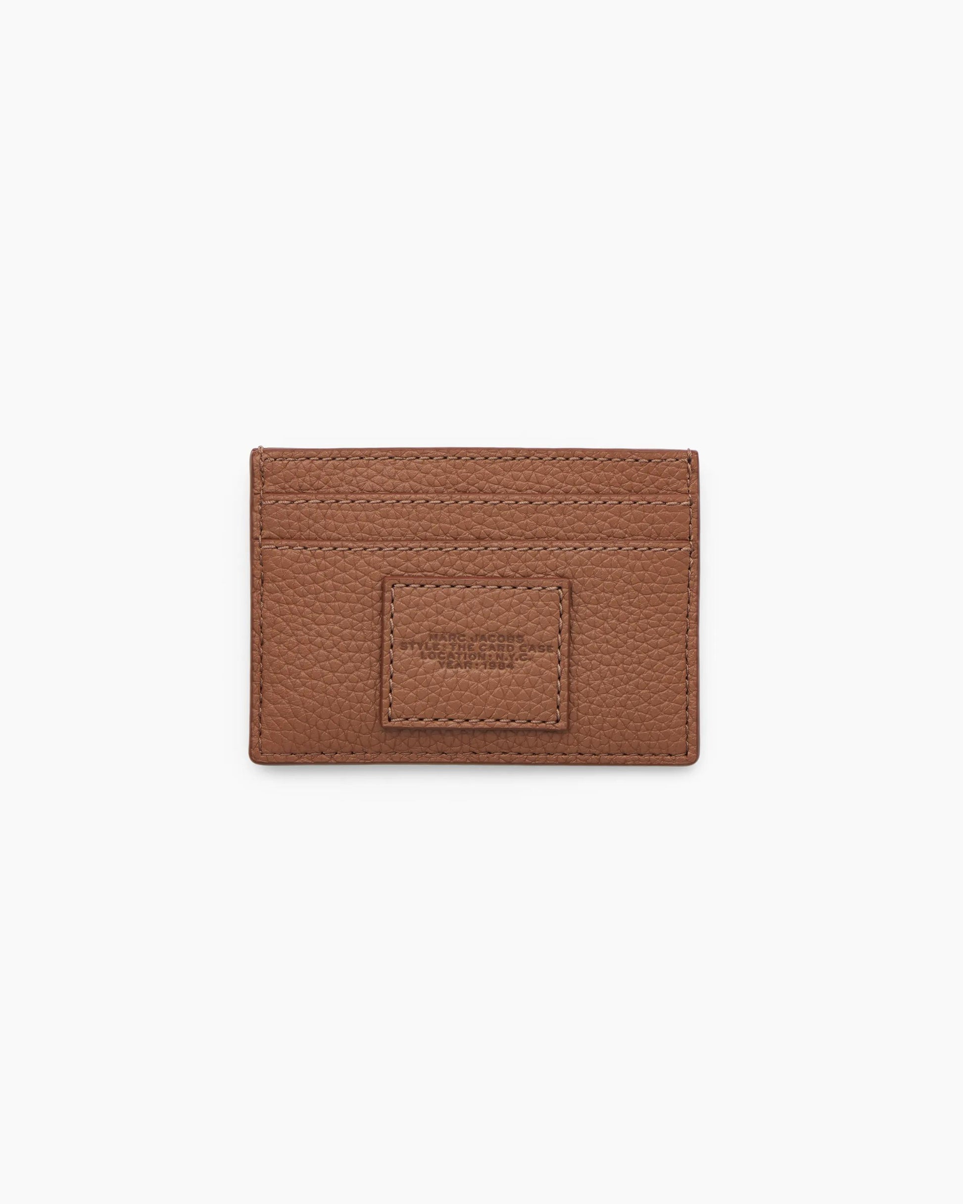 Carteira Marc Jacobs The Leather Card Case, Couro Legítimo Full-Grain, cor Óleo de Argan, detalhe do material | Original Exports