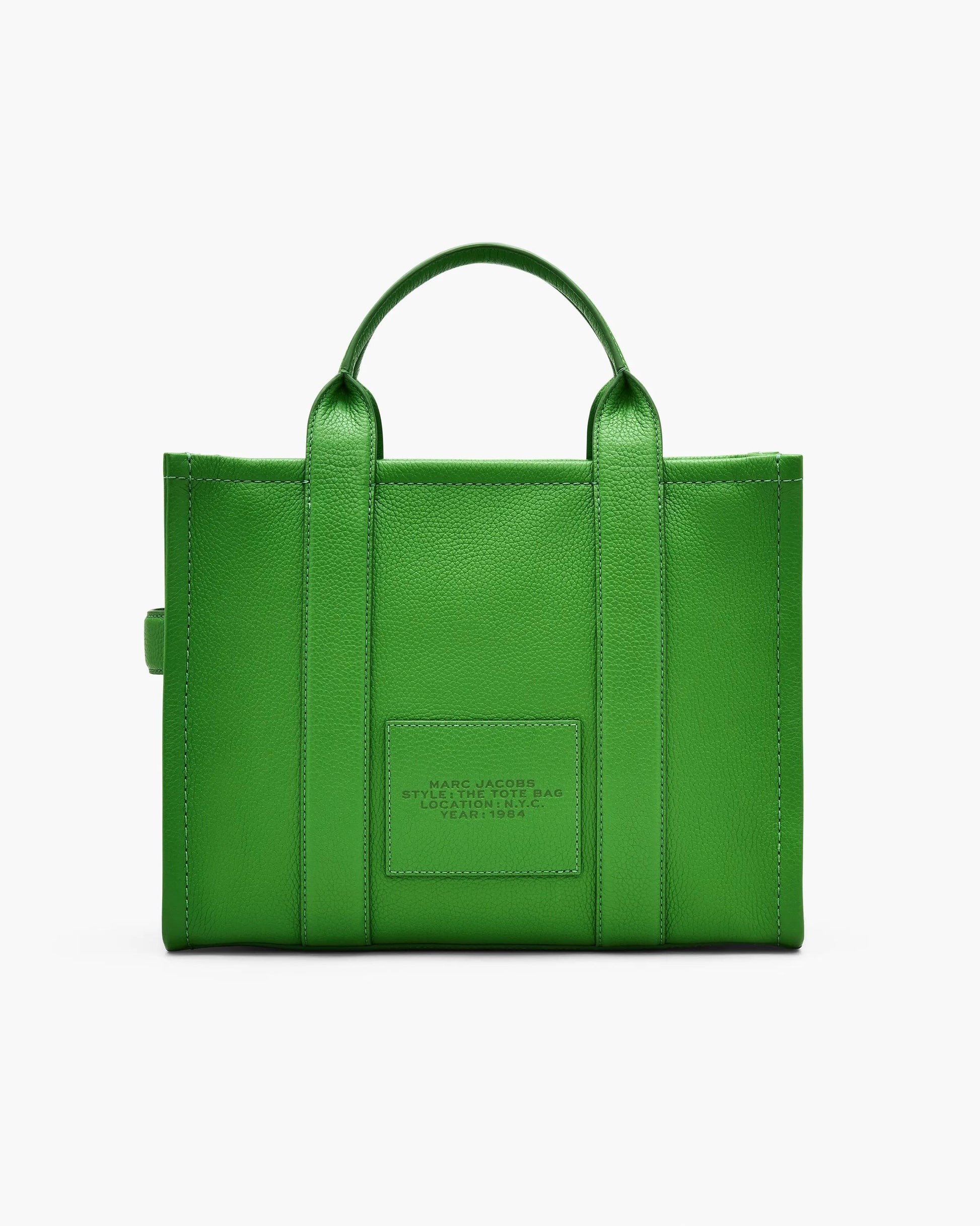Bolsa Marc Jacobs The Leather Medium Tote Bag, Couro Legítimo, cor Verde Kiwi, detalhe do material | Original Exports