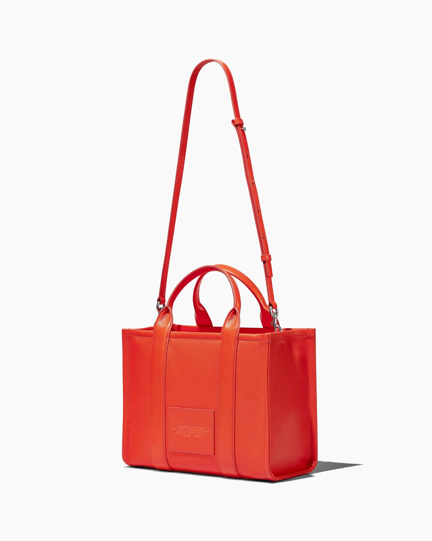 Bolsa Marc Jacobs The Leather Medium Tote Bag, Couro Legítimo, cor Laranja Elétrico, vista lateral | Original Exports