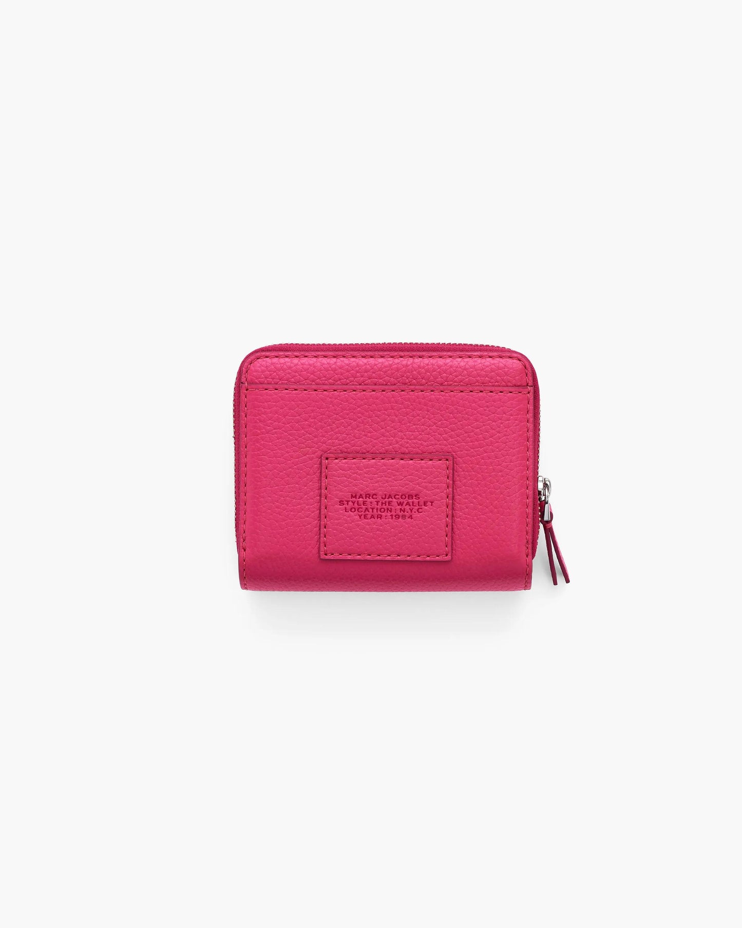 Carteira Marc Jacobs The Leather Mini Compact Wallet, Couro Legítimo, cor Rosa Framboesa, detalhe do material | Original Exports