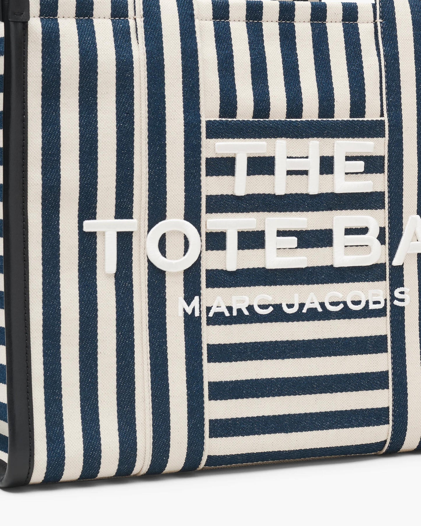 Bolsa Marc Jacobs The Stripe Canvas Large Tote Bag, Lona de Algodão pesada com acabamento em couro, cor Azul Mar Multicolor, vista interna | Original Exports