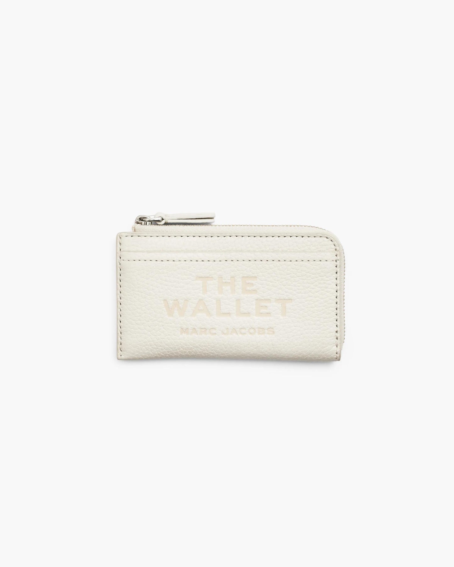 Carteira Marc Jacobs The Leather Top Zip Multi Wallet, Couro Legítimo, cor Branco Algodão, vista frontal | Original Exports